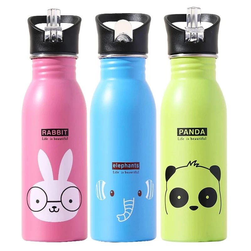 Sports Equipment 4 Year Old - 500 ml Edelstahl-Wasserflasche mit Strohhalm, Kawaii-Wasserflasche,