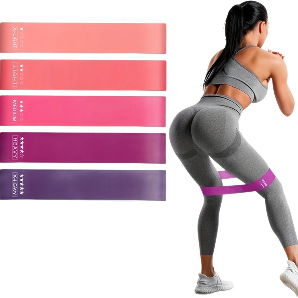 Sports Equipment Pictures - 5-teiliges Farbiges Widerstandsband-Set Tragbare Elastische Fitnessbänder