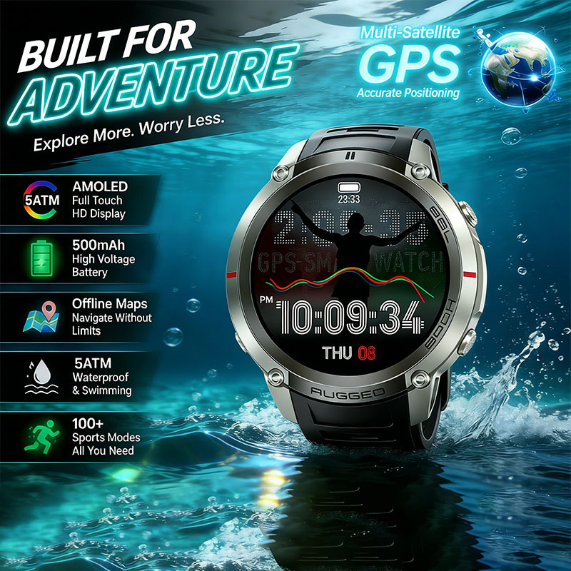 Sports Equipment In French - GPS Outdoor-Sportuhr Ausgestattet mit 6-Satelliten-Positionierung 1,43